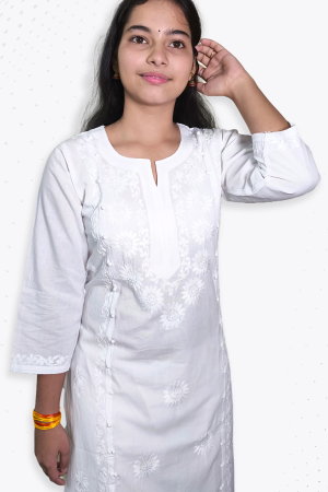White Lucknavi Kurti