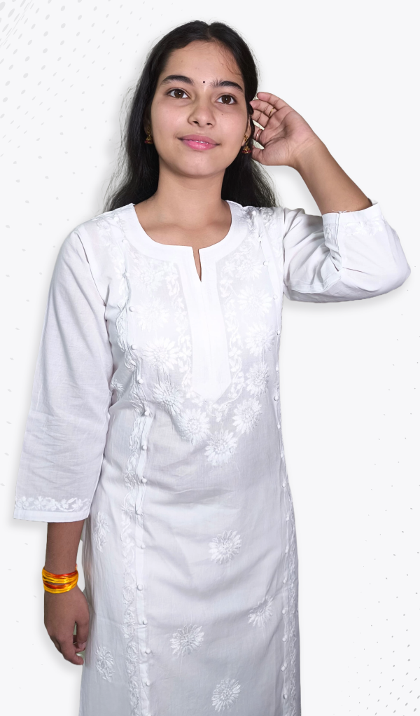 White Lucknavi Kurti