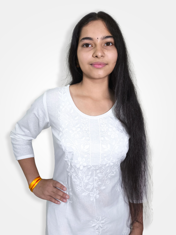 White Machine-Worked Chikankari Kurti
