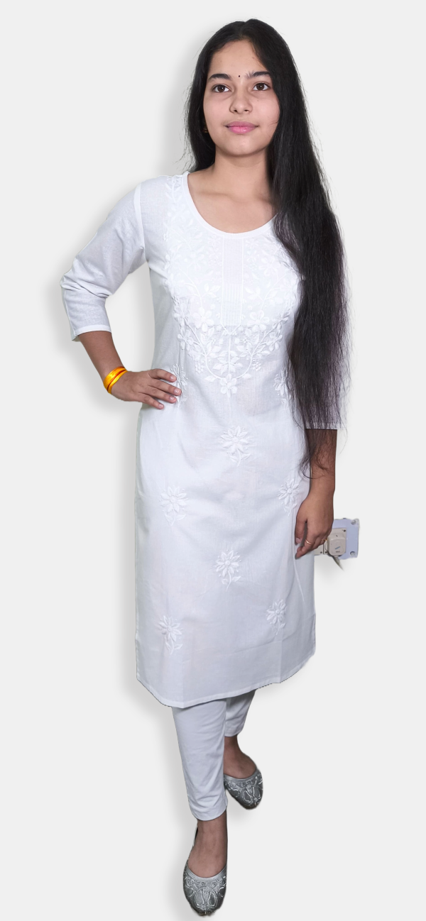 White Lucknavi Kurti - Image 3